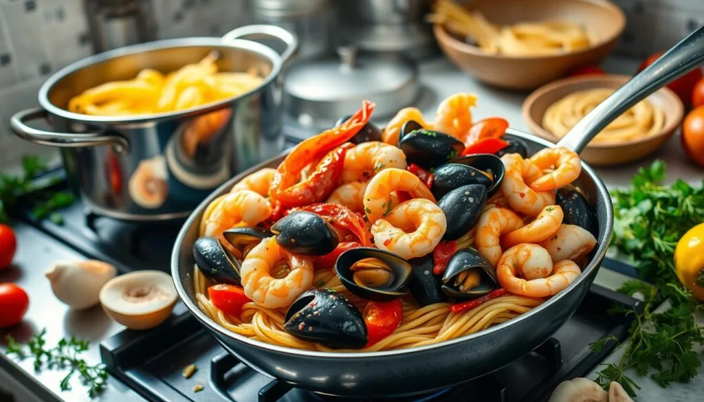 Seafood Diavolo Pasta Cooking Techniques